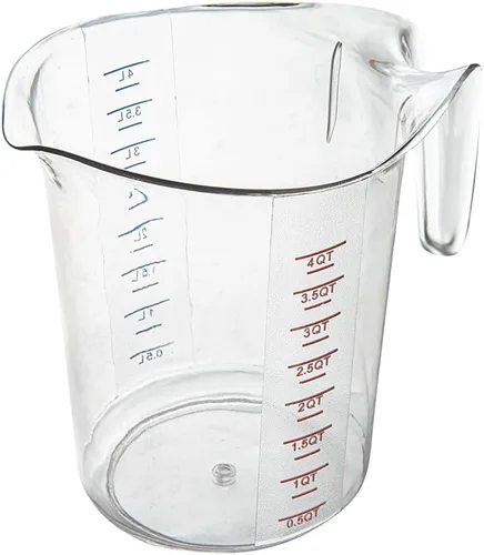 Vista 11 de Restaurantware-Chef 101 - Tarro medidor de 4 cuartos de galón, 1 vaso de medición duradero, unidades métricas e imperiales, boquilla en forma de V
