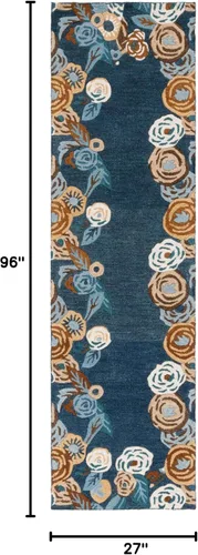 Vista 2 de SAFAVIEH Chelsea Collection - Alfombra de pasillo, 2 pies 3 pulgadas x 8 pies, azul y marfil, diseño geométrico, ideal para zonas de alto tráfico