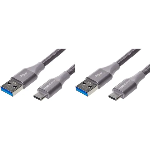 Vista 11 de Amazon Basics - Cable cargador USB-C a USB-A 2.0 de alta velocidad, cordón trenzado de nailon, velocidad de 480Mbps, certificado por USB-IF