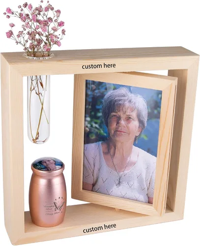 Vista 15 de Bivei Urnas pequeñas para cenizas humanas, urna personalizada de recuerdo con foto y texto para hombres y mujeres, mini urnas para adultos