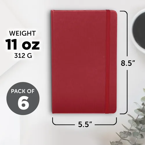 Vista 5 de DISCOUNT PROMOS Diarios personalizados de tapa dura con banda elástica de colores, paquete a granel personalizado, perfecto para la escuela