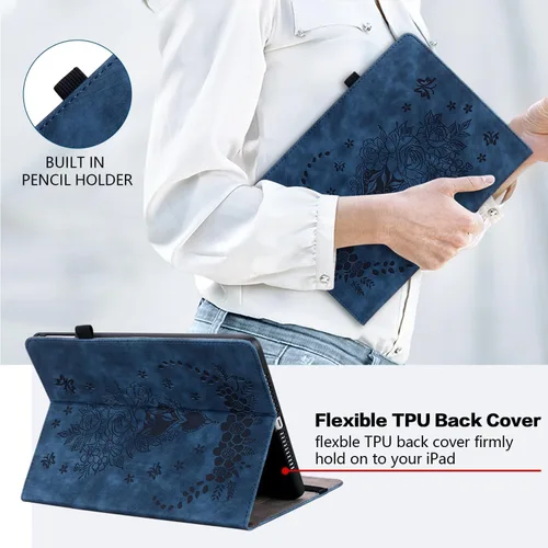 Vista 5 de Funda para iPad Air 3ª Generación 2019/iPad Pro 10.5 Pulgadas 2017, Cubierta de Cuero PU Plegable Multi-Ángulo con Auto Despertar/Dormir y Soporte