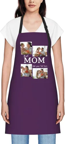 Vista 74 de Delantales personalizados para mujer, diseño de delantal de chef ajustable con nombre, textos, fotos, flores, regalos para el día de la madre