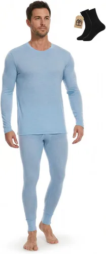 Vista 21 de MERINNOVATION Merino Wool Base Layer Set for Men 100% Merino Wool Pajamas Set Thermal Sleep PJS Lite - Midweight Top, Bottom . Carbón 165