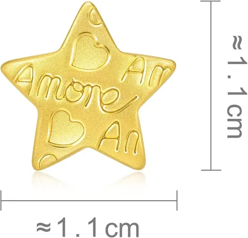 Vista 4 de Chow Sang Sang 999 - Aretes de oro macizo de 24 quilates con mensaje Amore 92645E se venden solos no pares