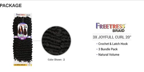 Vista 3 de Trenza de ganchillo Freetress - 3 rizos JOYFULL de 20 pulgadas (1 negro azabache)