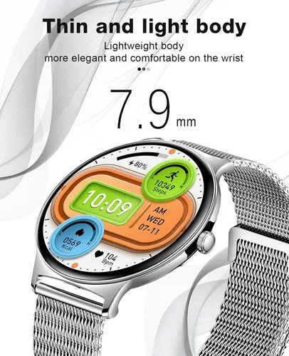 Vista 6 de SOUYIE Relojes inteligentes para mujeres y hombres, pantalla AMOLED de 1.43 pulgadas, monitor de actividad física, frecuencia cardíaca, presión