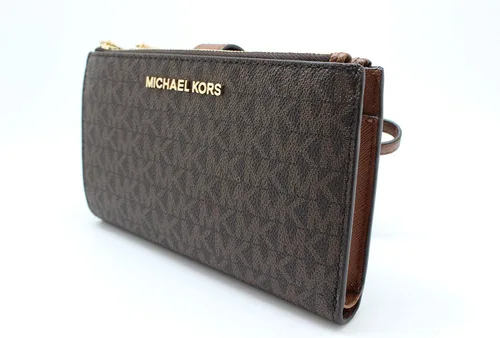 Vista 5 de Michael Kors - Cartera de viaje con doble cremallera de PVC marrón