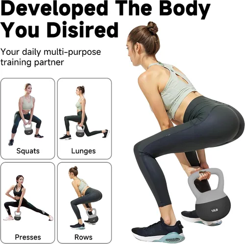 Vista 5 de Leikefitness Pesas rusas suaves, pesas rellenas de arena para mujeres y hombres, pesas rusas suaves y antideslizantes codificadas por