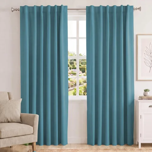 Vista 145 de Turquoize Cortinas Opacas con Aislamiento Térmico Paneles de Tratamiento de Ventanas con Bolsillo para Barra Paneles de Ventana para Ventanas