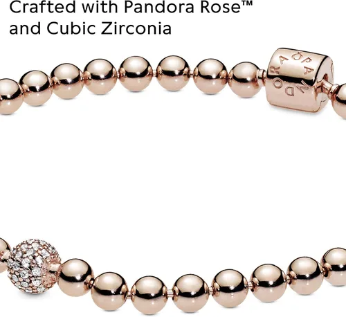 Vista 4 de PANDORA Pulsera de cuentas de joyería y circonita cúbica en rosa Metal