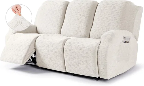 Vista 33 de VANSOFY Funda para silla reclinable, 3 piezas elásticas para silla reclinable, funda suave para silla reclinable, protector de muebles para perros
