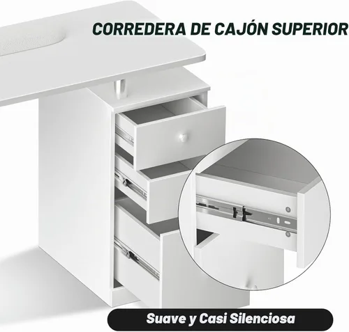 Vista 6 de Mesa de manicura de escritorio de uñas resistente a la acetona Blanco básico