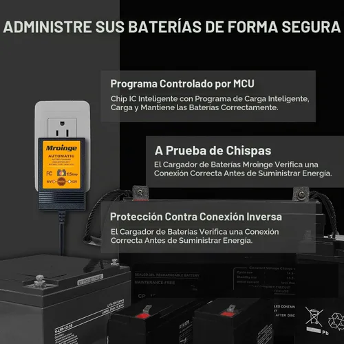 Vista 4 de Morange MBC015 cargador inteligente de batería/mantenedor de 6 V y 12 V, de 1.5 A, con cable de salida de 12 pies