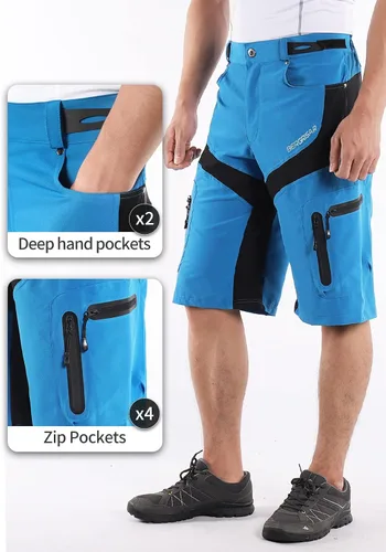Vista 27 de BERGRISAR Pantalones cortos de ciclismo para hombre, corte holgado, con 6 bolsillos