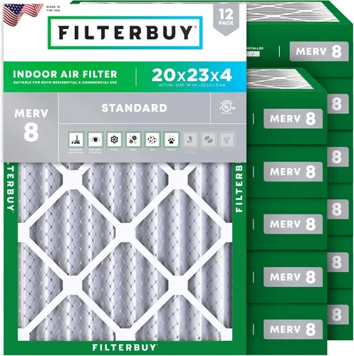 Vista 28 de Filterbuy Filtro de aire MERV 8 de 8 x 14 x 1 pulgadas para defensa contra el polvo y las alergias (paquete de 12), electrostático plisado HVAC