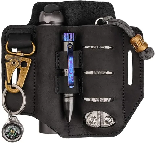 Vista 9 de Funda de cuero EDC, organizador de bolsillo de cuero multiherramienta