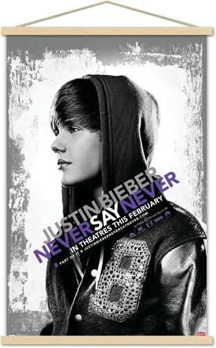 Vista 15 de Trends International Justin Bieber - Póster de pared con texto en inglés "Never Say Never Say Never", 14.725 x 22.375 pulgadas, versión enmarcada