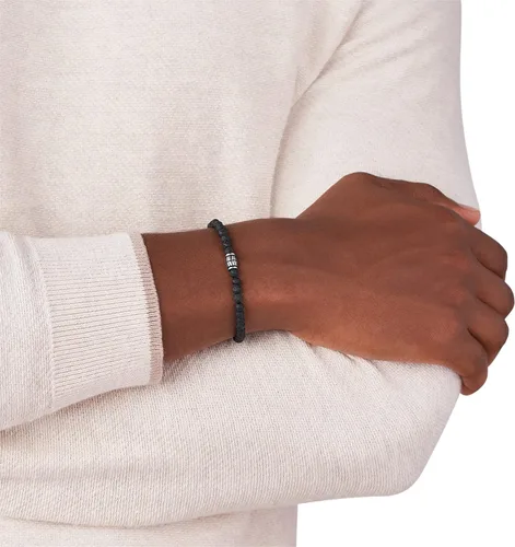 Vista 3 de Fossil - Brazalete de acero inoxidable y cuentas para hombre