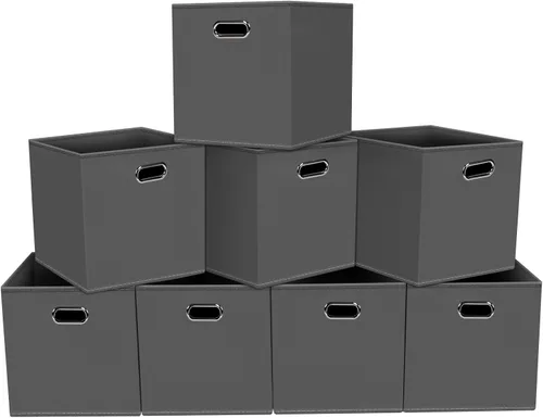 Vista 31 de Yunkeeeper - Contenedores de almacenamiento, cubos organizadores de tela con asa, cubos plegables para almacenamiento de tela o accesorios, 11 x 11