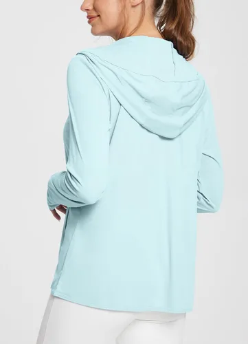 Vista 2 de Baleaf - Sudadera con capucha de protección solar para mujer, ligera, de manga larga, para cubrirse del sol
