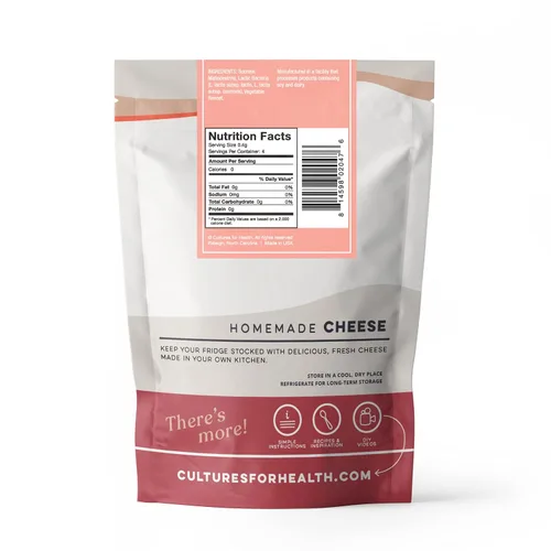 Vista 2 de Cultures for Health Cultivo de iniciación de queso crema 4 paquetes de ajuste directo sin OMG y 2 tabletas de cuajo vegetal Crema para untar