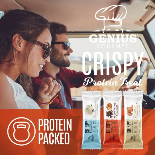 Vista 7 de Genius Gourmet Golosina de proteína crujiente, mantequilla de maní de chocolate, aperitivo Keto, bajo en carbohidratos, bajo en azúcar y sin gluten