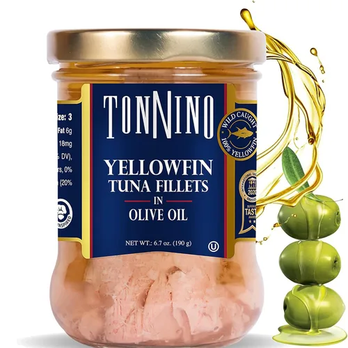 Vista 16 de Tonnino Filetes de atún bajos en calorías y sin gluten de aleta amarilla en aceite de oliva, 6.3 onzas, chile tailandés picante (paquete de 6))