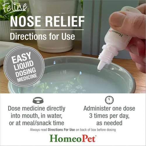 Vista 5 de HomeoPet Alivio Nasal Felino, Suplemento Seguro y Natural para el Nasal y Senos de los Gatos, 15 Mililitros