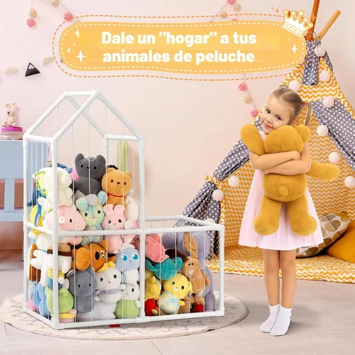 Vista 6 de ROMAGIO Almacenamiento de animales de peluche, grande de PVC, zoológico, organizador de juguetes de peluche para habitación de los niños