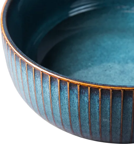 Vista 5 de CSYY Ensaladera de 66 onzas, 8 pulgadas, cuencos de sopa grandes, cuenco redondo de porcelana azul decorativo para ensalada, papas fritas, cereales