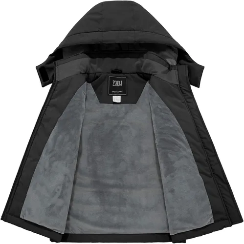 Vista 4 de ZSHOW Chaqueta de esquí para niña, impermeable, abrigo de invierno de forro polar con capucha