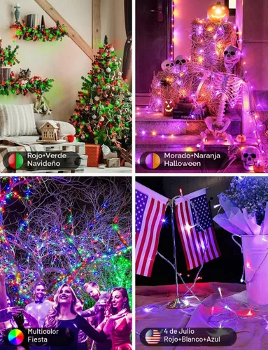 Vista 8 de echosari Guirnalda de luces de Navidad, 100 luces LED inteligentes de 33 pies, millones de colores que cambian con la aplicación, sincronización
