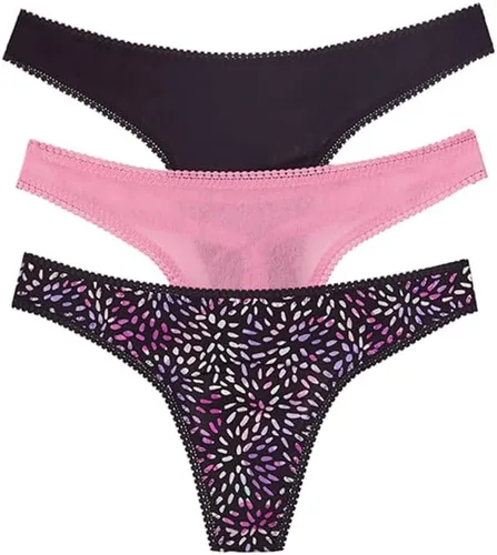 Vista 9 de OnGossamer Tanga G de malla OnGossamer para mujer, paquete de 3 Negro