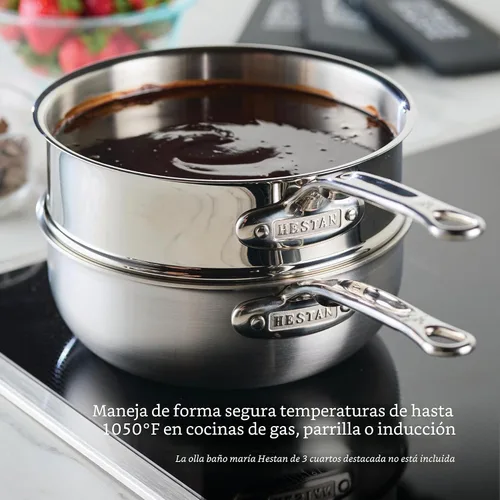Vista 6 de Hestan - Colección NanoBond - Sartén de acero inoxidable de titanio con tapa, compatible con placa de inducción, 2 cuartos de galón