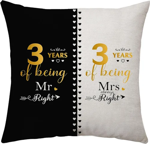 Vista 3 de Mr. Right Mrs. Always Right Regalos para parejas, regalos de matrimonio de 14 años para ella y él, aniversario de boda para parejas, tía, tío, funda