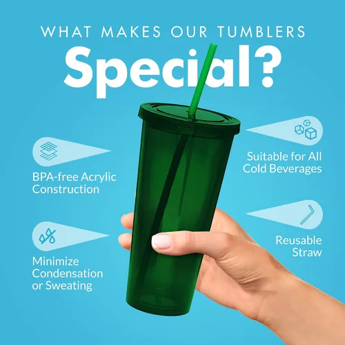 Vista 4 de Vaso portátil de doble capa Eco To Go,20 oz. de capacidad, Verde