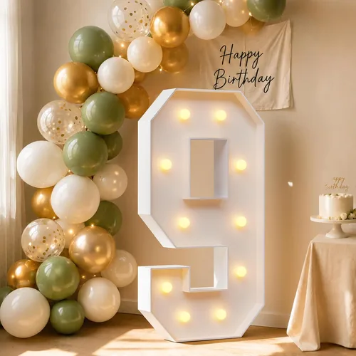 Vista 13 de imprsv Número de marquesina de 4 pies, números de mosaico para globos, marco de globos de mosaico, globo número 0 para decoración de cumpleaños 30