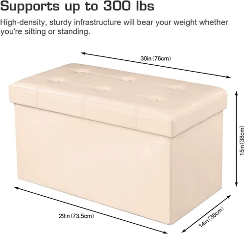 Vista 3 de Muebles de interior Nuevo estilo moderno diseño poliéster Material almacenamiento plegable otomana (beige)