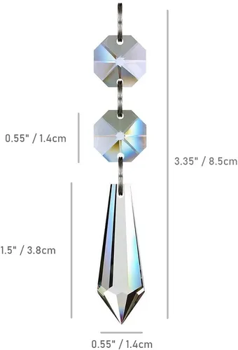 Vista 7 de 20pcs 1.496 in Candelabro Cristales Piezas de Repuesto Prismas Colgantes Colgantes Colgante Claro Carámbano Caída con Cuentas Octágonas de Vidrio
