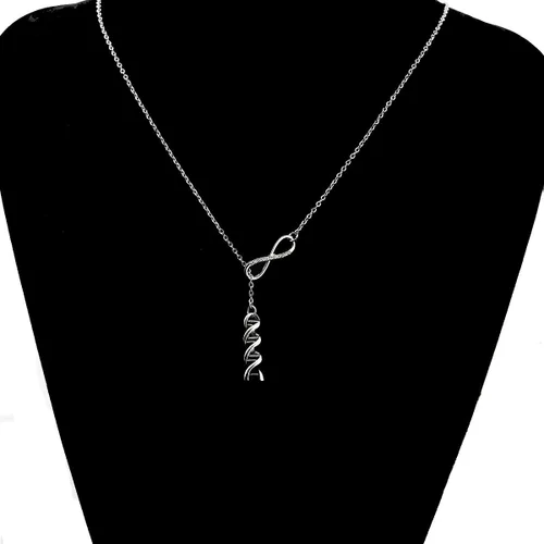 Vista 2 de FUTOP Science Gift Biologist Science Jewelry - Collar con microscopio de ADN y Lariat y regalo para científicos, químicos