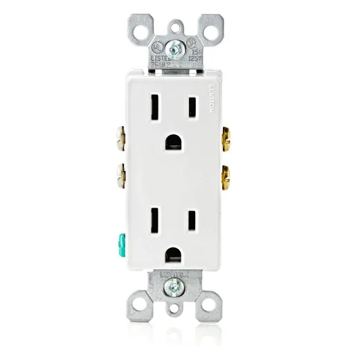 Vista 9 de Receptáculo Leviton doble de 15 A y 125 V, toma de tierra, Blanco, M02-5325-WMP, 125.00 volts 2-Blanco