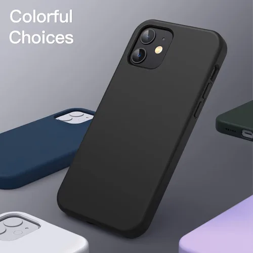 Vista 6 de JETech Funda de silicona para iPhone 12 mini, color negro Tacto suave y sedoso, protección a prueba de golpes, resistente a los arañazos, forro