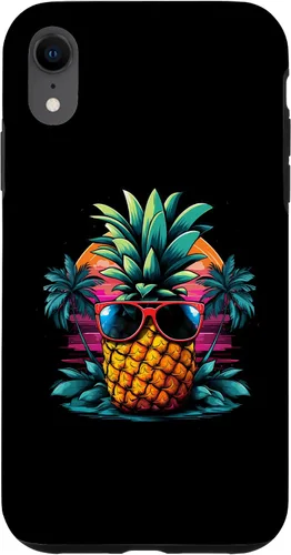 Vista 24 de iPhone 16 Vintage Pineapple With Sunglasses 70s 80s Vaporwave Hawaiian Case