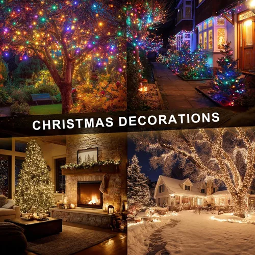 Vista 6 de Dazzle Bright Luces de Navidad que cambian de color, 66 pies, 200 LED, blanco cálido y multicolor, impermeable, con control remoto, 11 modos
