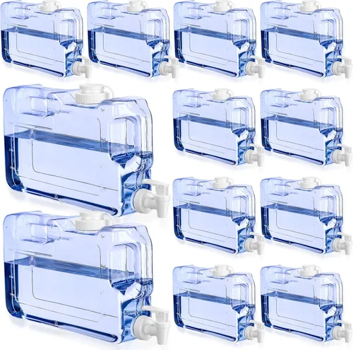 Vista 13 de Funnymoom 6 dispensadores de bebidas para refrigerador, refrigerador, botella dispensadora de agua reutilizable de plástico con espita para fiestas