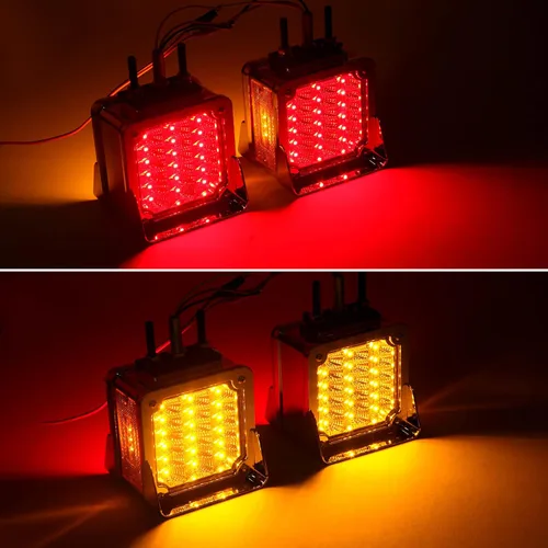 Vista 3 de Konrali Juego de 2 luces de señal de giro de pedestal LED de doble cara para remolque, lentes transparentes, 39 LED con viseras cromadas, luces