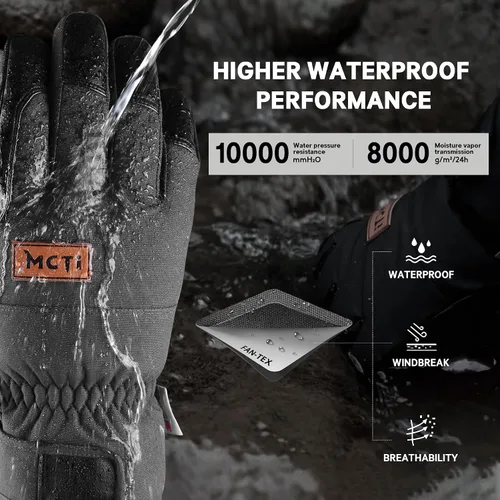 Vista 3 de MCTi Winter Gloves Men's Waterproof Insulated Snow Gloves for Cold Weather