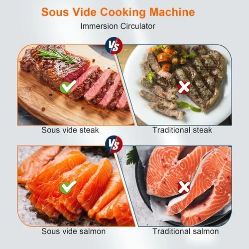 Vista 7 de Olla Sous Vide de 1100 W para carne perfecta y pollo tierno circulador de inmersión ultra silencioso con control táctil preciso y temporizador