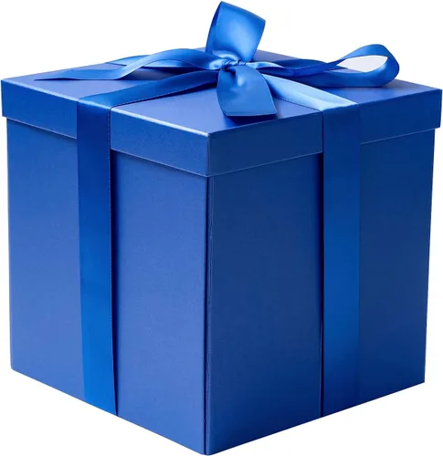 Vista 19 de RUSPEPA Caja de regalo mediana negra con tapas, cinta y papel de seda, caja de regalo plegable perfecta para cumpleaños, graduación, día del padre